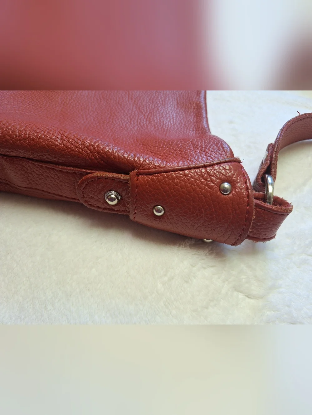 Valentina Italy Pebbled Leather Hobo Shoulder Bag 🇮🇹 Brick Red | Made in Italy